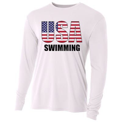 Usa Swimming American Flag Team Sport Support Cooling Performance Long Sleeve Crew