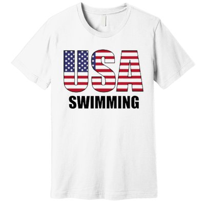 Usa Swimming American Flag Team Sport Support Premium T-Shirt