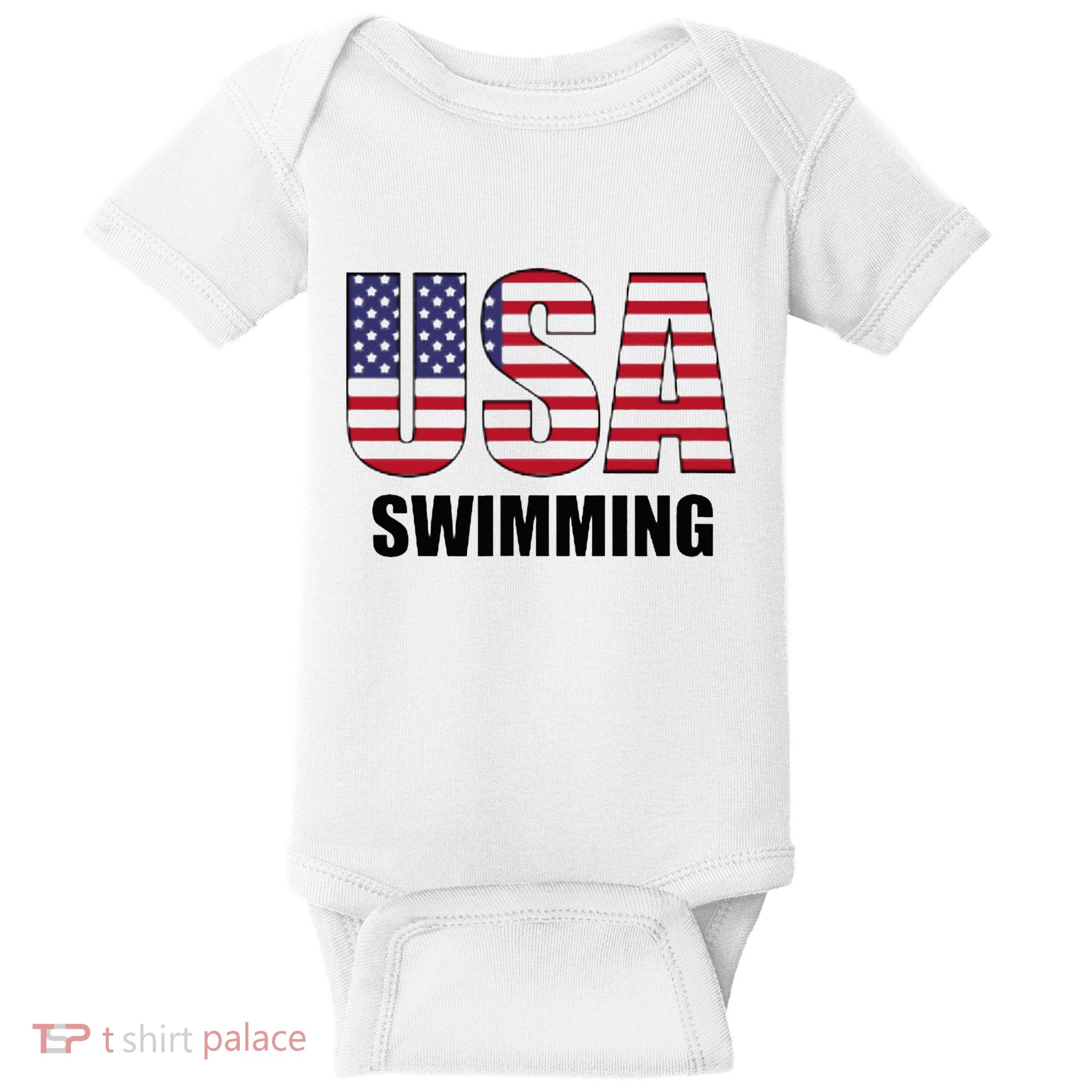 Usa Swimming American Flag Team Sport Support Baby Bodysuit