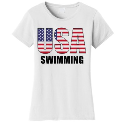 Usa Swimming American Flag Team Sport Support Women's T-Shirt