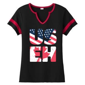 United States And Canada Saying Ladies Halftime Notch Neck Tee