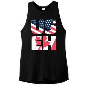 United States And Canada Saying Ladies PosiCharge Tri-Blend Wicking Tank