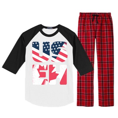 United States And Canada Saying Raglan Sleeve Pajama Set