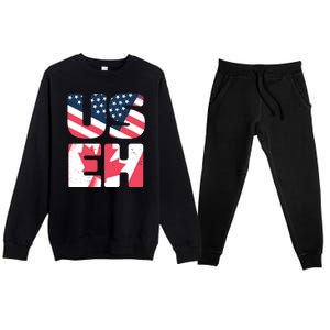 United States And Canada Saying Premium Crewneck Sweatsuit Set