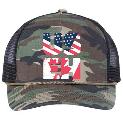 United States And Canada Saying Retro Rope Trucker Hat Cap