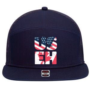 United States And Canada Saying 7 Panel Mesh Trucker Snapback Hat