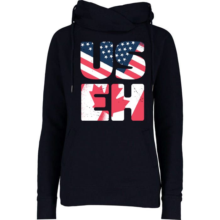 United States And Canada Saying Womens Funnel Neck Pullover Hood