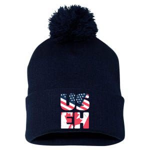 United States And Canada Saying Pom Pom 12in Knit Beanie