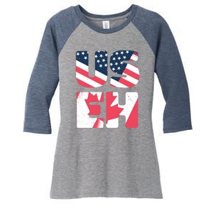 United States And Canada Saying Women's Tri-Blend 3/4-Sleeve Raglan Shirt