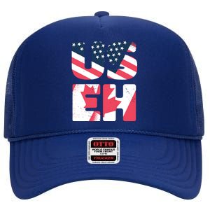 United States And Canada Saying High Crown Mesh Back Trucker Hat