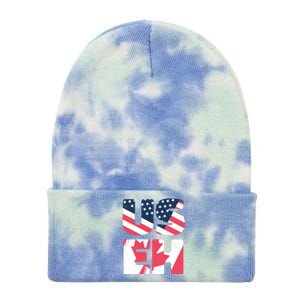 United States And Canada Saying Tie Dye 12in Knit Beanie