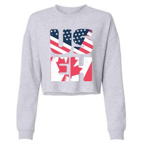 United States And Canada Saying Cropped Pullover Crew