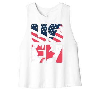 United States And Canada Saying Women's Racerback Cropped Tank