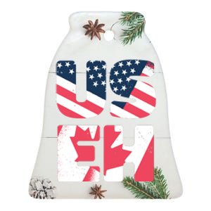 United States And Canada Saying Ceramic Bell Ornament