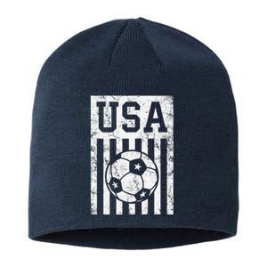 Usa Soccer American Flag American Soccer Fan Sustainable Beanie