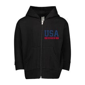 Usa Soccer American Soccer Fan Toddler Zip Fleece Hoodie