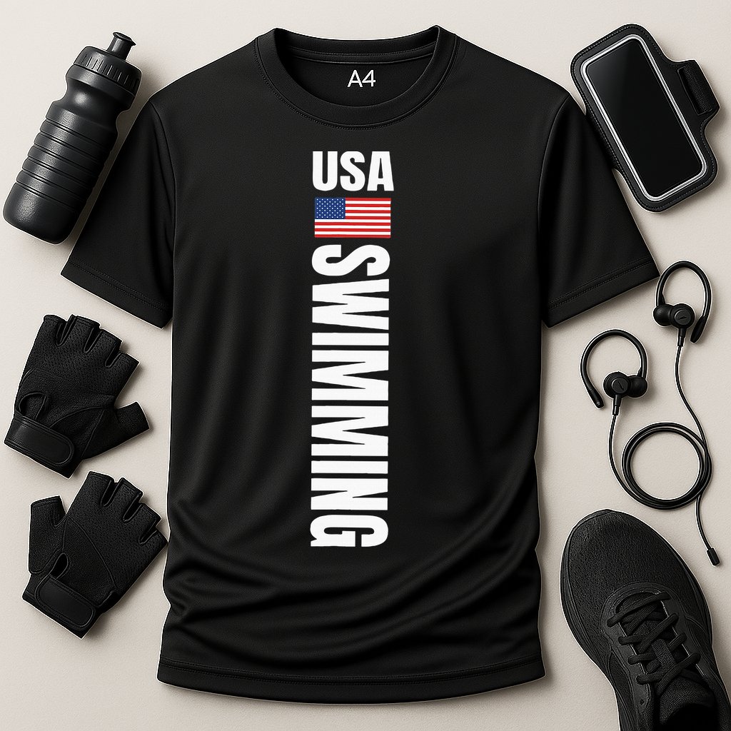 Usa Swimming American Flag Swim Sport Team Cooling Performance Crew T-Shirt