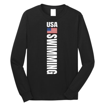 Usa Swimming American Flag Swim Sport Team Long Sleeve Shirt