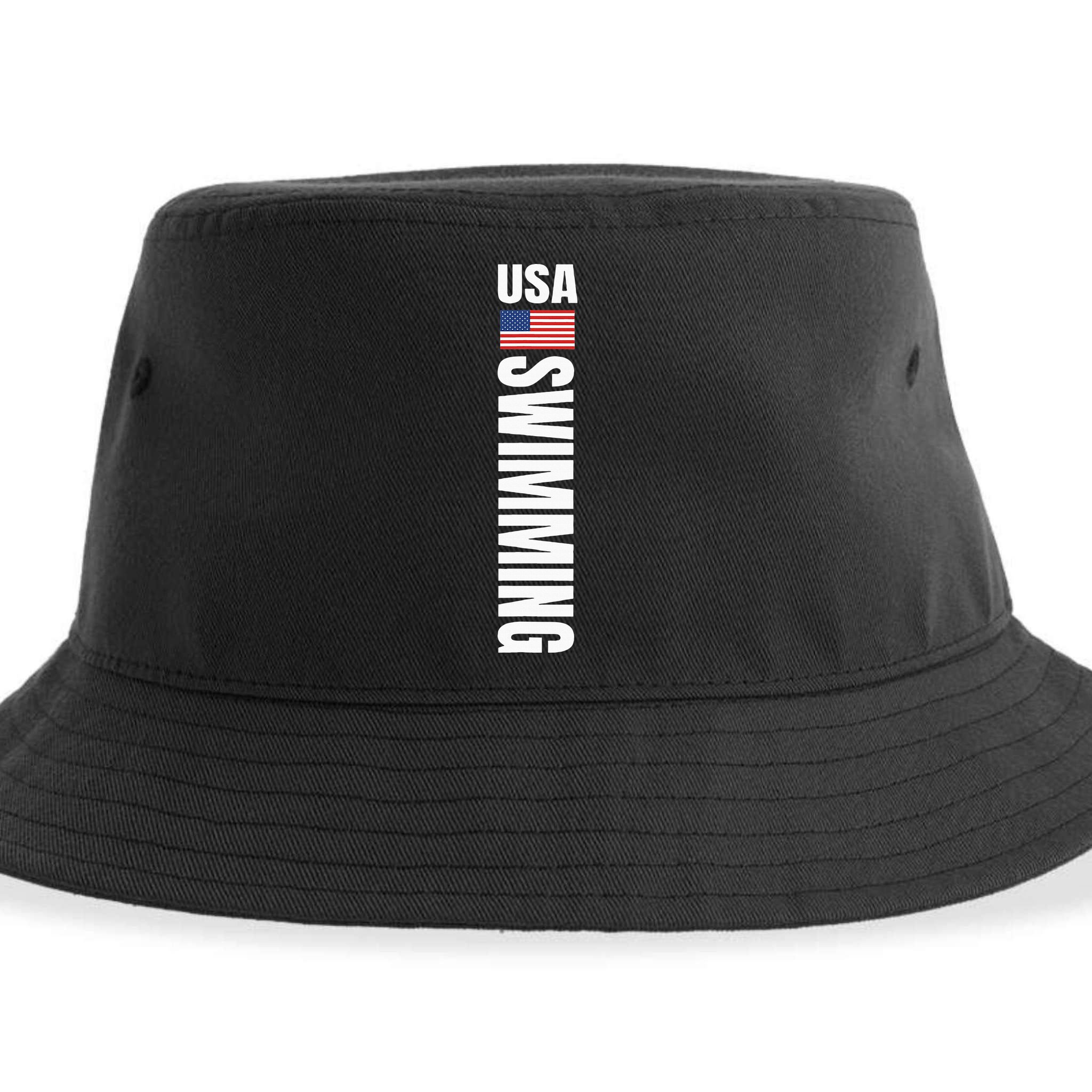 Usa Swimming American Flag Swim Sport Team Sustainable Bucket Hat