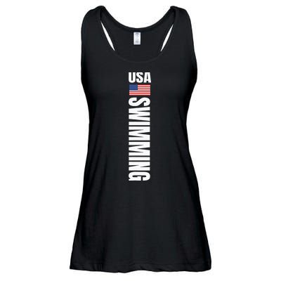 Usa Swimming American Flag Swim Sport Team Ladies Essential Flowy Tank