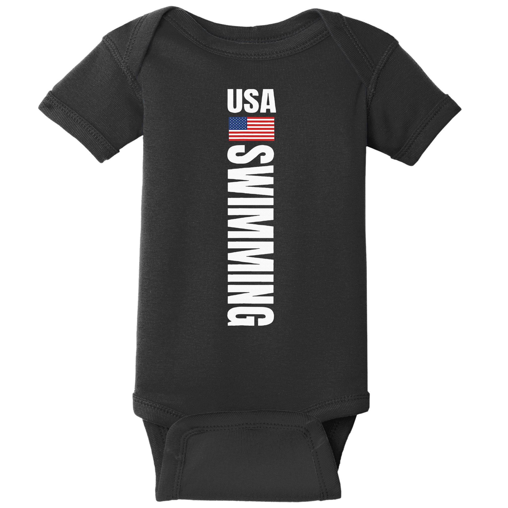 Usa Swimming American Flag Swim Sport Team Baby Bodysuit