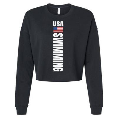 Usa Swimming American Flag Swim Sport Team Cropped Pullover Crew
