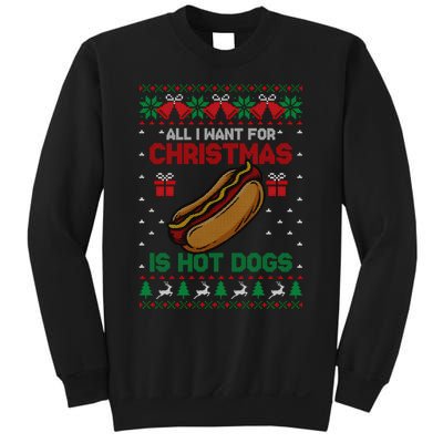 Ugly Sweater All I Want For Christmas Is Hot Dogs Holiday Sweatshirt Sweatshirt