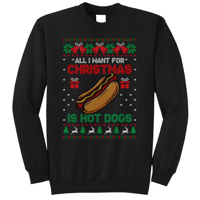 Ugly Sweater All I Want For Christmas Is Hot Dogs Holiday Sweatshirt Sweatshirt