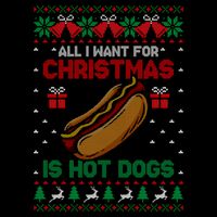 Ugly Sweater All I Want For Christmas Is Hot Dogs Holiday Sweatshirt V-Neck T-Shirt