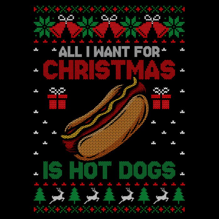 Ugly Sweater All I Want For Christmas Is Hot Dogs Holiday Sweatshirt V-Neck T-Shirt