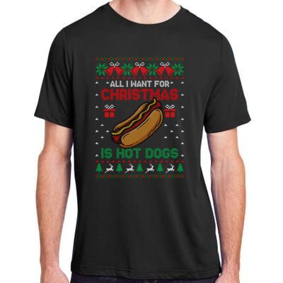 Ugly Sweater All I Want For Christmas Is Hot Dogs Holiday Sweatshirt Adult ChromaSoft Performance T-Shirt