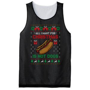 Ugly Sweater All I Want For Christmas Is Hot Dogs Holiday Sweatshirt Mesh Reversible Basketball Jersey Tank