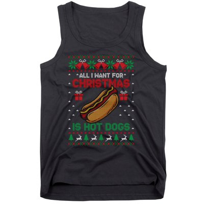 Ugly Sweater All I Want For Christmas Is Hot Dogs Holiday Sweatshirt Tank Top