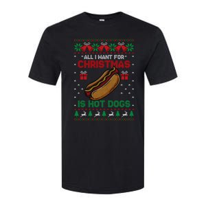 Ugly Sweater All I Want For Christmas Is Hot Dogs Holiday Sweatshirt Softstyle CVC T-Shirt