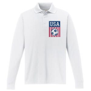 USA Soccer American Soccer Fan Performance Long Sleeve Polo