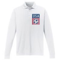 USA Soccer American Soccer Fan Performance Long Sleeve Polo