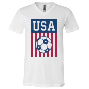 USA Soccer American Soccer Fan V-Neck T-Shirt