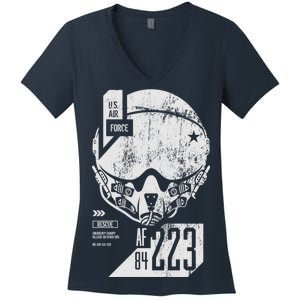 USAF Superior Pilot Helmet  Women's V-Neck T-Shirt