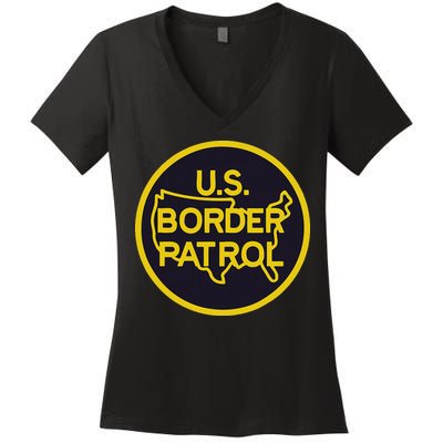 United States Border Patrol Immigration Border Wall Women's V-Neck T-Shirt