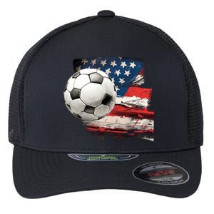 Usa Soccer Ball And Flag Flexfit Unipanel Trucker Cap