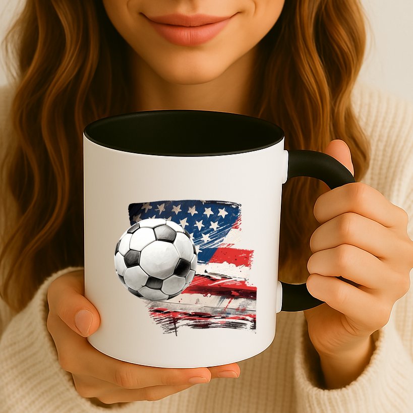 Usa Soccer Ball And Flag Mug