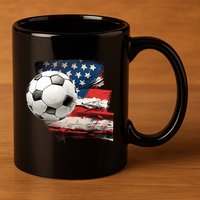 Usa Soccer Ball And Flag 11oz C Handle Ceramic Mug