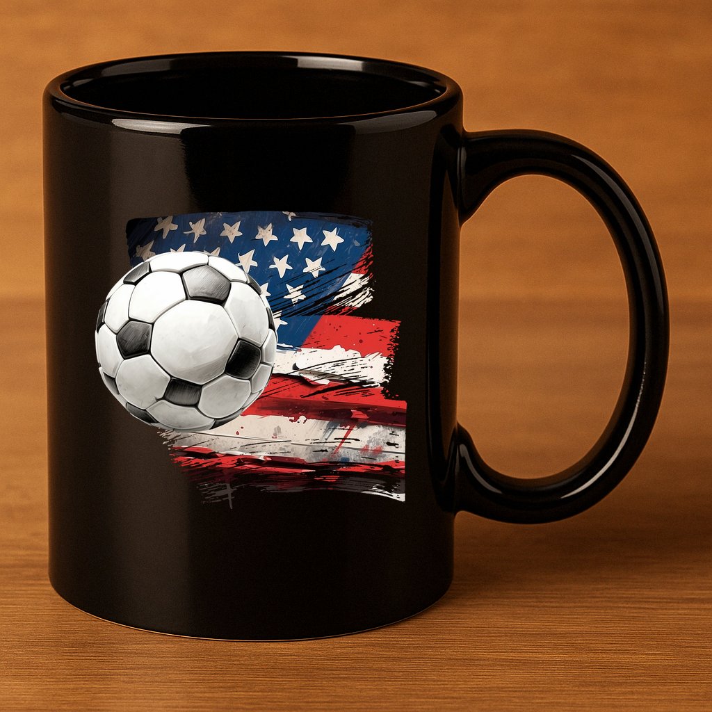Usa Soccer Ball And Flag 11oz C Handle Ceramic Mug