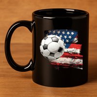 Usa Soccer Ball And Flag 11oz C Handle Ceramic Mug