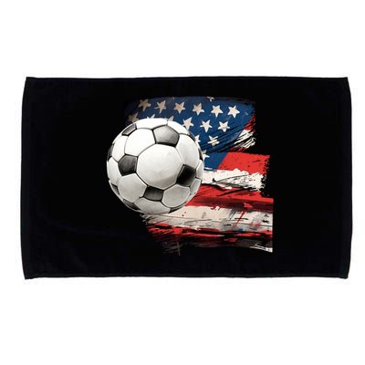 Usa Soccer Ball And Flag Microfiber Hand Towel