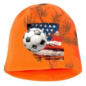 Usa Soccer Ball And Flag Kati - Camo Knit Beanie