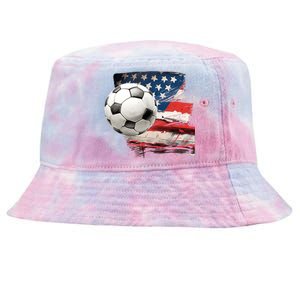 Usa Soccer Ball And Flag Tie-Dyed Bucket Hat