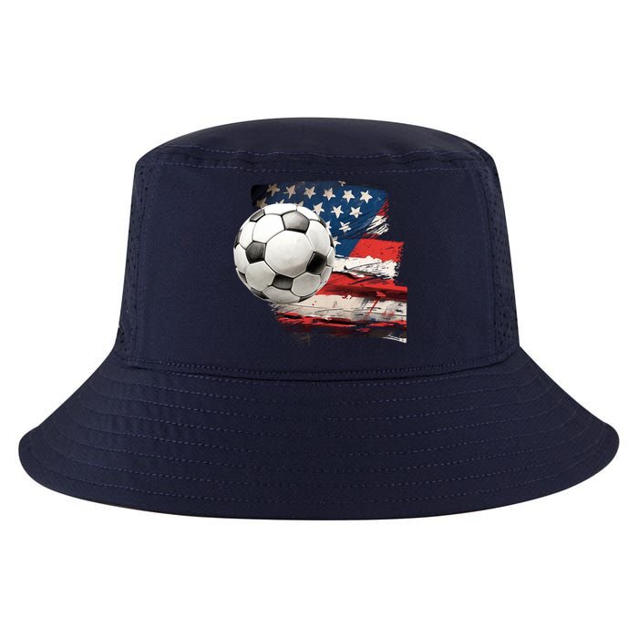 Usa Soccer Ball And Flag Cool Comfort Performance Bucket Hat