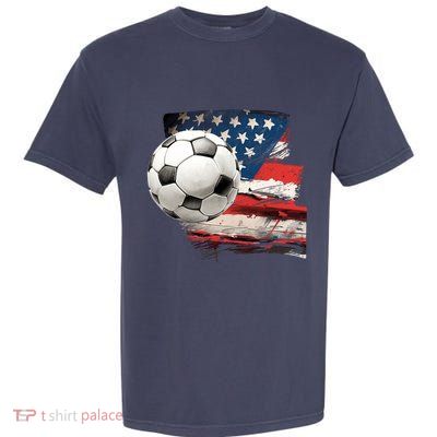 Usa Soccer Ball And Flag Garment-Dyed Heavyweight T-Shirt