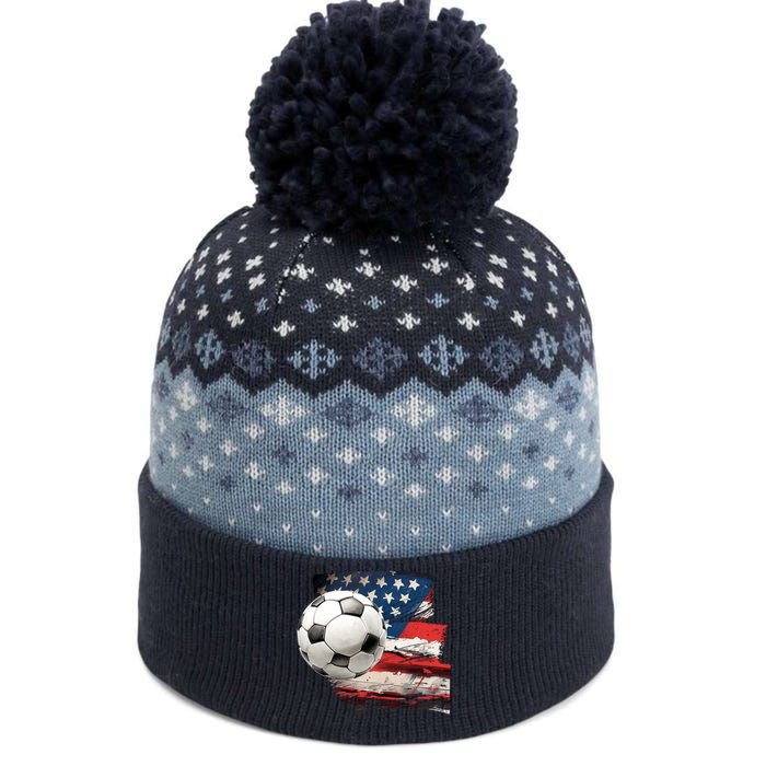 Usa Soccer Ball And Flag The Baniff Cuffed Pom Beanie